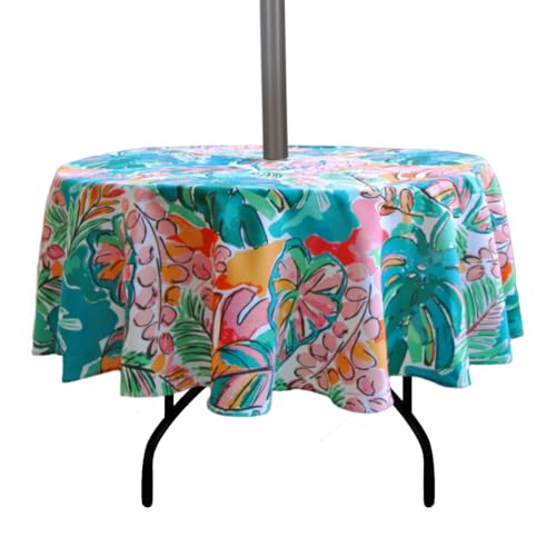 EHouseHome Runde Tischdecke für drinnen und draußen, mit Schirmloch und Reißverschluss, wasserfest, für Terrasse, Frühling und Sommer, Garten, Grillabende, Picknick, ca. 150 cm EHouseHome Runde Tischdecke für drinnen und draußen, mit Schirmloch und Reißverschluss, wasserfest, für Terrasse, Frühling und Sommer, Garten, Grillabende, Picknick, ca. 150 cm von EHouseHome