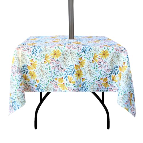 EHouseHome Tischdecke für drinnen und draußen, 152,4 x 152,4 cm, mit Schirmloch und Reißverschluss, wasserdichte Terrassentischdecken mit Reißverschluss, Frühling/Sommer, Tischdecken für den Hinterhof EHouseHome Tischdecke für drinnen und draußen, 152,4 x 152,4 cm, mit Schirmloch und Reißverschluss, wasserdichte Terrassentischdecken mit Reißverschluss, Frühling/Sommer, Tischdecken für den Hinterhof von EHouseHome