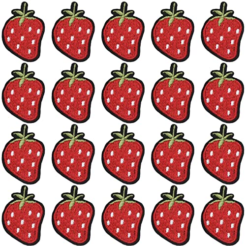 EIAOSI Mini-Aufnäher, bestickt, in Form einer Erdbeere, für Kleidung / Jacken, T-Shirt, Jeans / (20 Stück) von EIAOSI