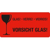250 EICHNER Warnetiketten rot »Vorsicht Glas!« 100,0 x 50,0 mm von EICHNER