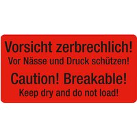 250 EICHNER Warnetiketten rot »Vorsicht zerbrechlich! Vor Nässe und Druck schützen!« 100,0 x 50,0 mm von EICHNER