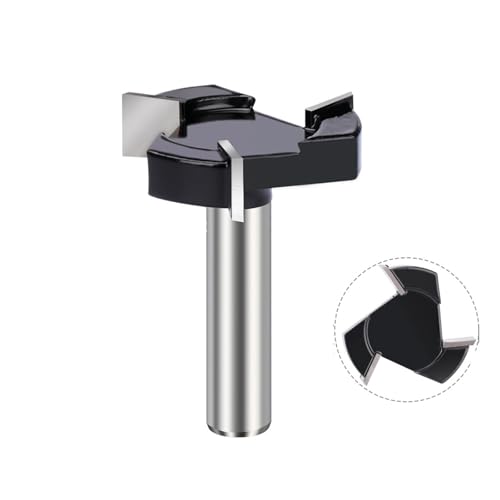 1/2 Zoll Schaft CNC Spoilboard Oberflächenfräser 2/3/4 Flöte T-Typ Schlitzfräser 2 Zoll Schnittdurchmesser Hobelfräser(3 flute) von EIENQBVL