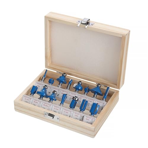 15 teile/satz blau Holzbearbeitung Fräser 6,35 mmShank Hartmetall Router Bit for Holz Cutter Gravur Schneiden Werkzeuge(15pcs have box) von EIENQBVL