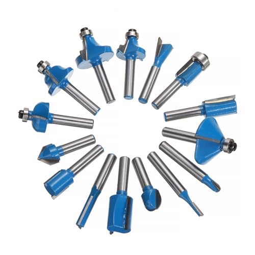 15 teile/satz blau Holzbearbeitung Fräser 6,35 mmShank Hartmetall Router Bit for Holz Cutter Gravur Schneiden Werkzeuge(15pcs no box) von EIENQBVL