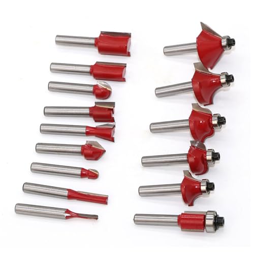15-teiliges Fräser-Set for Trimmen von geraden 1/4-Schaft-Fräsern for Holzarbeiter for Trimmmaschinen, Holzlager-Cove-Box-Bits(No Box) von EIENQBVL