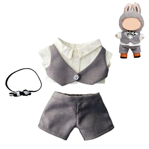 EIH1 Dreiteiliger Anzug Plüschpuppe LAN-ubu Kleidung,Bekleidung für 17cm Puppe Kleidung,LAN-ubu Outfit, DIY Outfit,Puppenzubehör,Kindergeschenke,Geeignet für Jungen,Mädchen(Grau) von EIH1