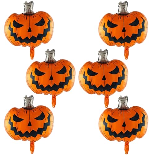 EIH1 6 Stück Halloween Kürbis Folienballon, Groß Gruselig Luftballon, Riesiger Aluminium-Filmballon, Halloween Party Helium Ballon Dekorationen Zubehör Geschenk von EIHI