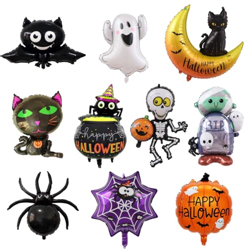 EIHI 10 Stück Halloween luftballons set, Folienballon halloween, Halloween deko ballon, A von EIHI