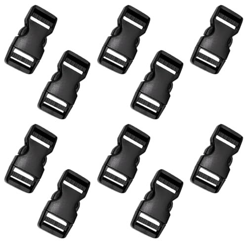 EIHI 10er-Pack Schnallen, Kunststoff, Rucksackschnallen, Schwarz, Seitenverschlüsse von EIHI