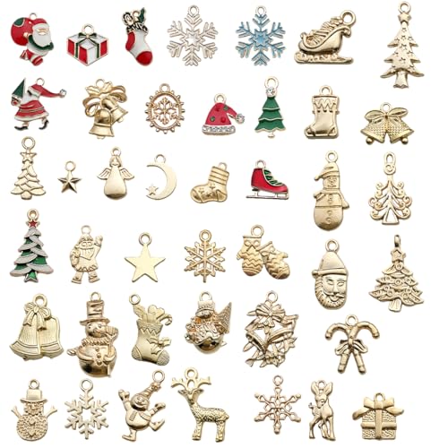 EIHI 41 Stück Charms anhänger Set,weihnachtsdekor für Weihnachten Ohrringe Armband Halskette Basteln(A) von EIHI