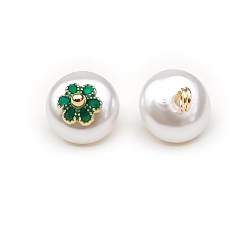 EILJSF 20 Stück 10 mm grüne Blume, weiße Perle, kleine runde Kugel, Perlenknöpfe, runde Birne, dekorative Knöpfe für Stoffherstellung, Kunstharz-Ösenknopf EILJSF 20 Stück 10 mm grüne Blume, weiße Perle, kleine runde Kugel, Perlenknöpfe, runde Birne, dekorative Knöpfe für Stoffherstellung, Kunstharz-Ösenknopf von EILJSF
