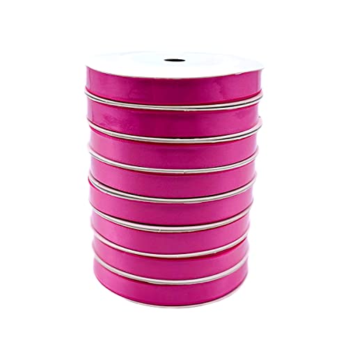 Eimass® Doppelseitiges Satinband zum Verpacken von Geschenken, 6 Größen, 34 Farben, hochwertiges Bastelzubehör (Hot Pink - 156, 15 mm) von EIMASS