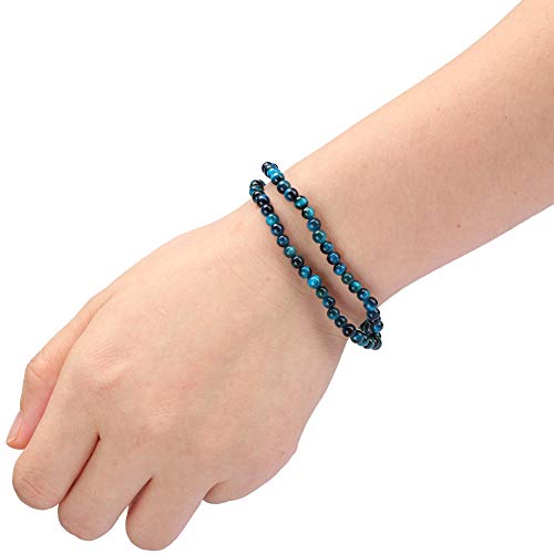 Blaue Tigerauge-Runde Perlen, Edelstein-Armband-Halskette, DIY-Schmuckherstellungszubehör, Steinblaue Tigerauge-Runde Perlen für die Schmuckherstellung (4 mm, 92 Stück/Schnur.) von EIMSOAH