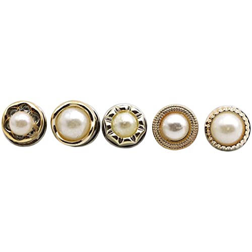 EIOLWJIEO 30 Stück Hemd Strickjacke Ösenknopf Hut Hose Strass Metallknöpfe Brosche Manschettenknopf Abzeichen Nähzubehör, Perle/54-58 von EIOLWJIEO