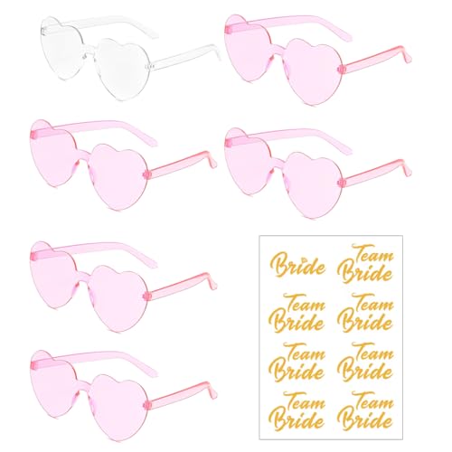 Partybrille Herz Sonnenbrille,6 Bride to Be Herz Sonnenbrille und 13 Team Bride Tattoo Aufkleber,Party Sonnenbrille Team Bride,Hippie Herzförmige Brille,JGA Partybrillen und JGA Deko Accessoires Partybrille Herz Sonnenbrille,6 Bride to Be Herz Sonnenbrille und 13 Team Bride Tattoo Aufkleber,Party Sonnenbrille Team Bride,Hippie Herzförmige Brille,JGA Partybrillen und JGA Deko Accessoires von EIROVYA
