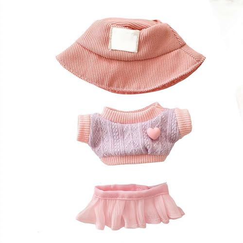 17 cm rosa Puppenkleider-Set, Dress Up Kleidung für Puppen-Display, modischer schicker Hut & Kleidungszubehör, Miniatur-Kleidungsset mit Stickerei-Details, Outfit-Ersatz (rosa Rockhut) von EIRZNGXQ