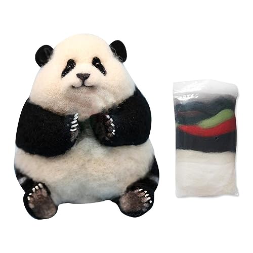 EIRZNGXQ No Finish Wolle Nadelfilz Kit Panda Spielzeug Puppe Wolle Nadelfilz Anfänger Kits Filz U4K9 Geschenk für Frauen Handgemachte Wolle Panda von EIRZNGXQ