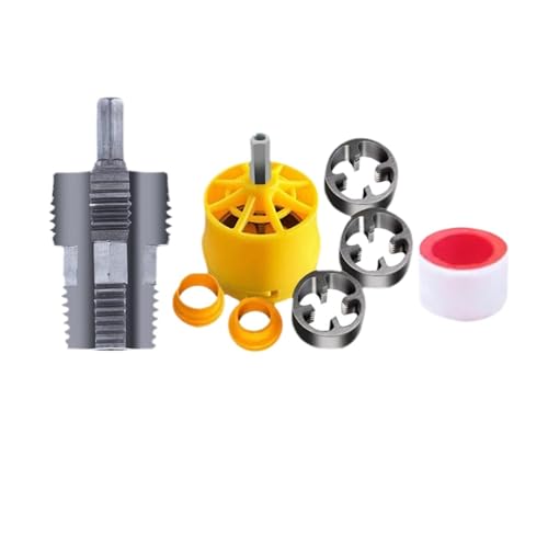 PVC-Rohr-Gewindeschneider-Set mit Innengewindeöffner, reibungsloses Arbeiten, effizienter Heimgebrauch mit 1/2", 3/4", 1" Matrizen, Rohr-Rundmatrizen-Set(No Wire Remover) von EJPPDHCO
