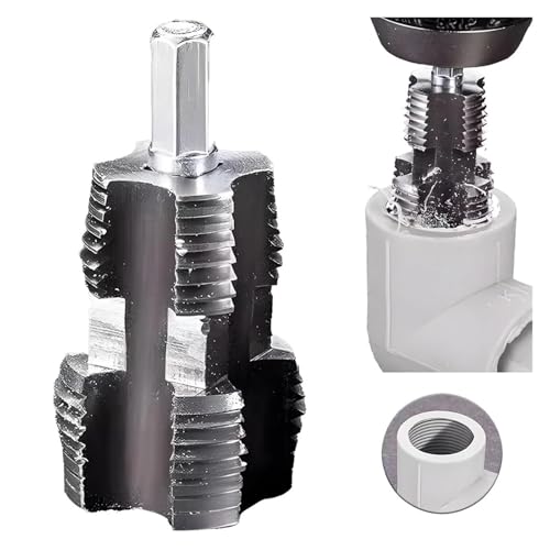 Universal-Wasserrohr-Innenlochöffner, elektrischer Bohrer, kompatibel mit PVC-Rohr-Einfädler-Maker-Kit, Doppelkopf, 1/2 Zoll, 3/4 Zoll Gewindeschneidwerkzeug(Aluminium Alloy,3pcs) von EJPPDHCO