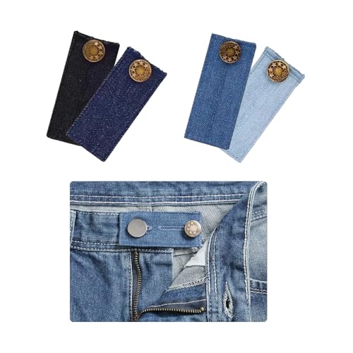 EKIND Verstellbare Jeans-Knopf-Verlängerungen, Denim-Taillenverlängerung, kein Nähen, Knopfverschlüsse für Männer und Frauen (4er-Pack-Mix) von EKIND