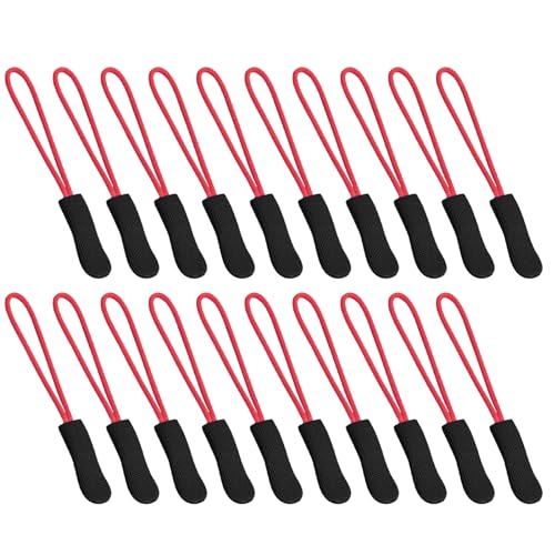 EKIND Zipper Pulls, Durable Extension Replacement Zipper Tags for Backpacks, Jackets, Luggage, Purses, Handtaschen (Schwarz-Rot) von EKIND