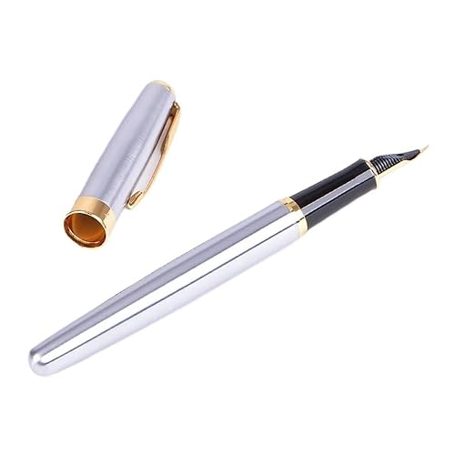 EKINS Füllfederhalter aus Metall, F-Feder, Schreibwaren, elegante Stifte zum Schreiben, Geschenk (Silber) von EKINS