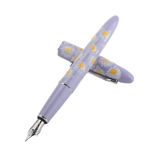 EKINS Füllfederhalter mit harter Feder, für Geschäftsschreiben, Studenten, Kalligraphie, Übungswerkzeug, F-Spitze, Sonnenblumen-Design, Geschenkstift (A) von EKINS