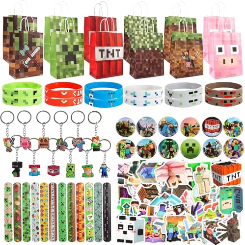 110 Stück Miner Partytütenfüller, Geburtstagsparty-Zubehör, Gamer-Partygeschenke mit Aufklebern, Armband, Partytüten, Schlüsselanhänger, Knopfnadeln, Spiel-Party-Dekorationen für Kinder, Miner 110 Stück Miner Partytütenfüller, Geburtstagsparty-Zubehör, Gamer-Partygeschenke mit Aufklebern, Armband, Partytüten, Schlüsselanhänger, Knopfnadeln, Spiel-Party-Dekorationen für Kinder, Miner von EKKONG