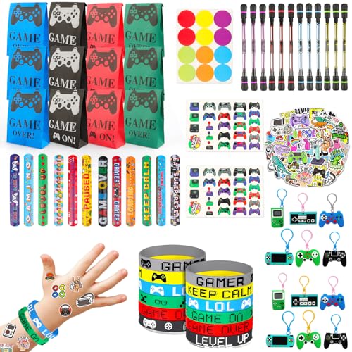 112 Stück Mitgebsel Kindergeburtstag Spiel Partyzubehör, Spiel Partyzubehör Gastgeschenke, Spiel Schlüsselanhänger, Silicone Wristbands, Tattoos, Partytüten, Schnapparmband, Aufkleber, Spin-Stift 112 Stück Mitgebsel Kindergeburtstag Spiel Partyzubehör, Spiel Partyzubehör Gastgeschenke, Spiel Schlüsselanhänger, Silicone Wristbands, Tattoos, Partytüten, Schnapparmband, Aufkleber, Spin-Stift von EKKONG