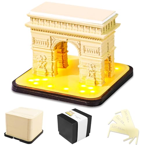 3D Kalender Abreißen 2026, 2026 Notizblock Kalender 3D mit Licht, 3D Tischkalender-Notizblock mit Glasklarem Anzeigebox, Papierskulptur Bastel DIY Tischdeco, Diy Desktop-Ornament von EKKONG