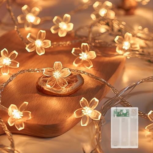 EKKONG Lichterkette Blumen,3M 20LED Blumen-Lichterkette,Wasserdichte Kirschblüte Lichterkette für Hochzeit Patio Weihnachten Dekoration von EKKONG