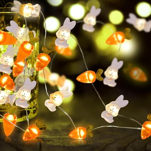 EKKONG Ostern Lichterketten,3M 30 LED Ostern Lichterketten, Ostern Dekorative Lichter,LED Ostereier Hase String Lights,Mini lichterkette Ostern für innen,osterdeko,Party, Frühlings deko von EKKONG