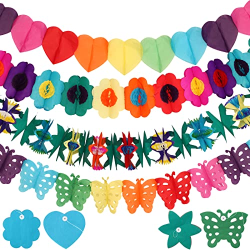 EKKONG Papiergirlande, Bunt Girlande Papier Deko, Girlanden Fasching, 3 Meters, 4 Stück, für Hochzeit Geburtstag Karneval Party Dekoration (A) von EKKONG