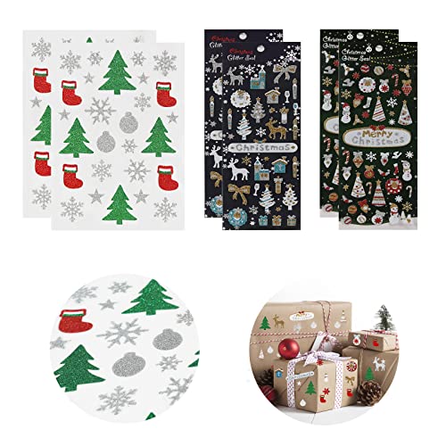 EKKONG Weihnachtsstickers Glitzer Weihnachten Stickers Geschenk Aufkleber 3d Weihnachtssticker 6 Bogen Selbstklebende für Geschenk Verpackung, Weihnachtliche Bastelarbeiten, Scrapbooking EKKONG Weihnachtsstickers Glitzer Weihnachten Stickers Geschenk Aufkleber 3d Weihnachtssticker 6 Bogen Selbstklebende für Geschenk Verpackung, Weihnachtliche Bastelarbeiten, Scrapbooking von EKKONG