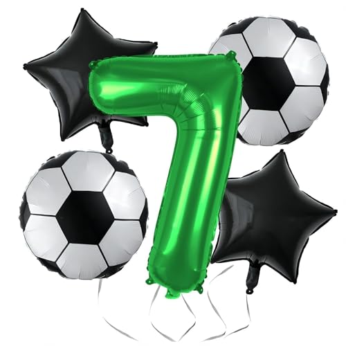 Fußball Luftballon Set, Schwarz Grün Fußball Deko Geburtstag, Folienballons Fussball, fussball party, WM Thema Partyzubehör Fussball luftballons für 6/7/8/9/10 Jahre alt Kinder Junge (7) von EKKONG