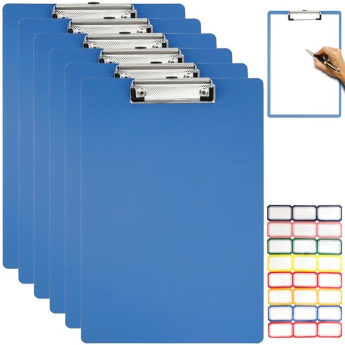 A4 Klemmbrett Kunststoff Blau Zwischenablage Schreibblock mit Bunte Aufkleber, Pad Halter Clipboard für Büro Schule A4 Klemmbrett Kunststoff Blau Zwischenablage Schreibblock mit Bunte Aufkleber, Pad Halter Clipboard für Büro Schule von EKOCEV