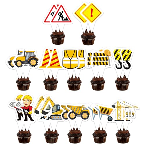 EKSMA 36 Stück Baufahrzeug Cupcake Topper Bagger Cake Topper, Happy Birthday Cake Topper, BAU Cupcake Topper Auto Bagger Kuchendekoration für Kinder Geburtstagsfeier Party EKSMA 36 Stück Baufahrzeug Cupcake Topper Bagger Cake Topper, Happy Birthday Cake Topper, BAU Cupcake Topper Auto Bagger Kuchendekoration für Kinder Geburtstagsfeier Party von EKSMA