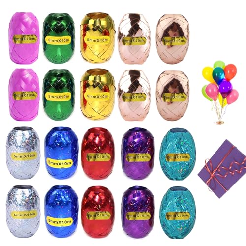 EKSMA 20 Rollen Geschenkband, Ringelband in Bunten Farben, Geschenkband Kräuselband Ringelband Set, 10 m je Rolle Ringelband in Bunten Farben, Luftballon Party Deko EKSMA 20 Rollen Geschenkband, Ringelband in Bunten Farben, Geschenkband Kräuselband Ringelband Set, 10 m je Rolle Ringelband in Bunten Farben, Luftballon Party Deko von EKSMA