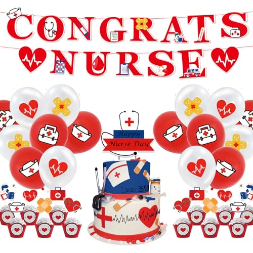 EKSMA Nurse Grad Themed Partei, Nurse Cupcake Toppers, einschließlich Banner, Kuchendekoration, Luftballons, Geeignet für Aktivitäten für Krankenschwesterfestival -Aktivitäten, 30 Stück EKSMA Nurse Grad Themed Partei, Nurse Cupcake Toppers, einschließlich Banner, Kuchendekoration, Luftballons, Geeignet für Aktivitäten für Krankenschwesterfestival -Aktivitäten, 30 Stück von EKSMA