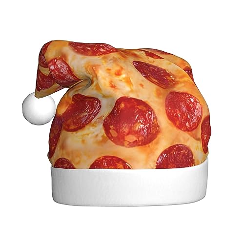 EKYOSHCZ 3D Pizza Pepperoni Weihnachtsmann Hut für Erwachsene Weihnachtsmütze Xmas Urlaub Hut für Neujahr Party Supplies von EKYOSHCZ