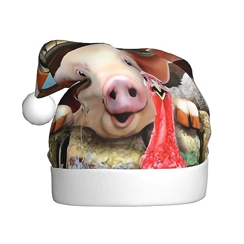 EKYOSHCZ Bauernhoftiere Weihnachtsmütze für Erwachsene Weihnachtsmütze Xmas Urlaub Hut für Neujahr Party Supplies von EKYOSHCZ