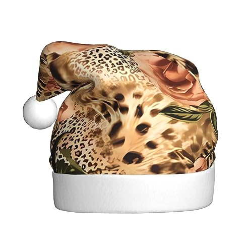 EKYOSHCZ Gestreifte Leoparden-Weihnachtsmütze für Erwachsene Weihnachtsmütze Xmas Urlaub Hut für Neujahr Party Supplies von EKYOSHCZ