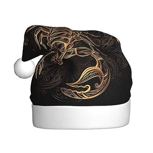 EKYOSHCZ Gold Skorpion Weihnachtsmütze für Erwachsene Weihnachtsmütze Xmas Urlaub Hut für Neujahr Party Supplies von EKYOSHCZ
