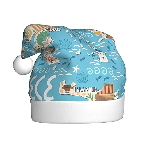 EKYOSHCZ Griechenland Karte Weihnachtsmann Hut für Erwachsene Weihnachtsmütze Xmas Urlaub Hut für Neujahr Party Supplies von EKYOSHCZ