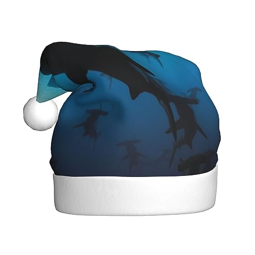 EKYOSHCZ Hammerhead Sharks Santa Hat for Adults Christmas Hat Xmas Holiday Hat for New Year Party Supplies von EKYOSHCZ