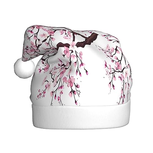 EKYOSHCZ Kirschblüten Baum Weihnachtsmann Hut für Erwachsene Weihnachtsmütze Xmas Urlaub Hut für Neujahr Party Supplies von EKYOSHCZ