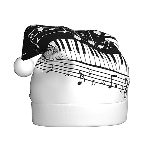 EKYOSHCZ Klaviertasten mit Musiknoten Nikolausmütze für Erwachsene Weihnachtsmütze Xmas Urlaub Hut für Neujahr Party Supplies von EKYOSHCZ