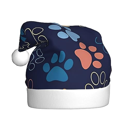 EKYOSHCZ Niedliche Hundepfote Weihnachtsmann Hut für Erwachsene Weihnachtsmütze Xmas Urlaub Hut für Neujahr Party Supplies von EKYOSHCZ