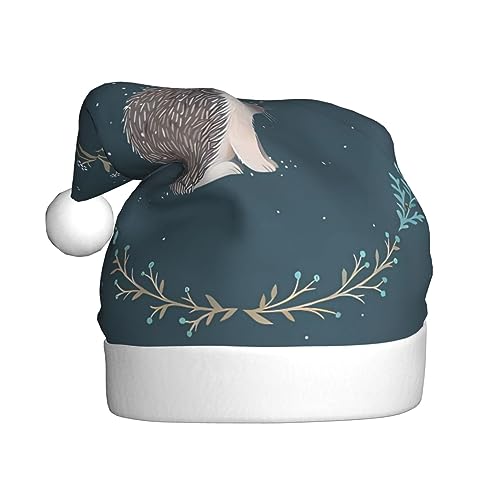 EKYOSHCZ Niedlicher kleiner Igel Weihnachtsmann Hut für Erwachsene Weihnachtsmütze Xmas Urlaub Hut für Neujahr Party Supplies von EKYOSHCZ