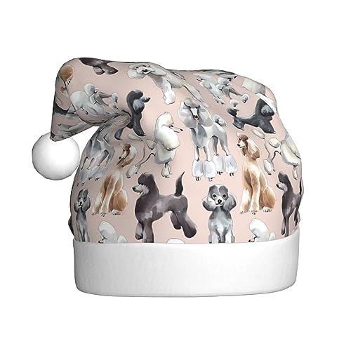 EKYOSHCZ Pudel Hunde Weihnachtsmütze für Erwachsene Weihnachtsmütze Xmas Urlaub Hut für Neujahr Party Supplies von EKYOSHCZ